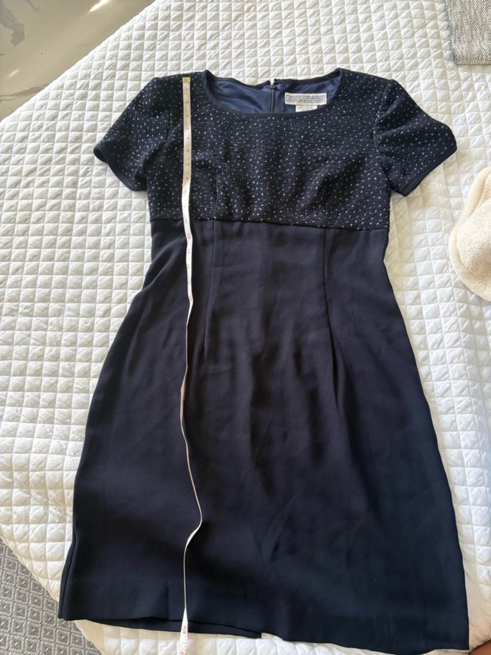 Jessica Howard Black Short Sleeve Mini Dress with Textured Bodice